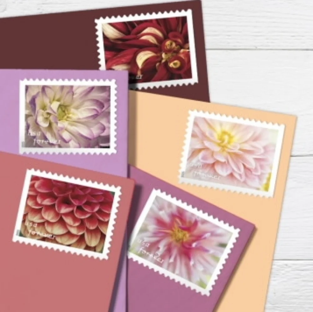 100 Dahlias‎ 2025 Forever Stamps Wedding Invitations USPS Save The Date